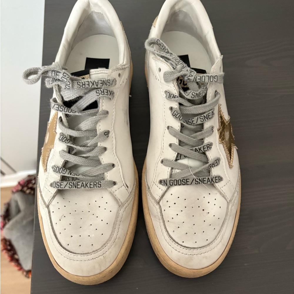Golden Goose Sneakers in White and Gold